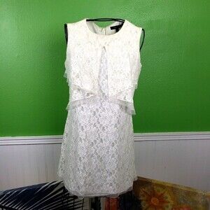 BCBG Maxazria White lace Womens mini dress size small